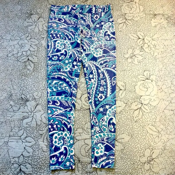 COOLIBAR Monterey Morada Aqua Blue Paisley UPF 50 Leggings Sun Protection~S💛 - Image 3