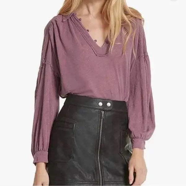 We The Free Free People Mulberry Linen Long Sleeve Size M - Image 2