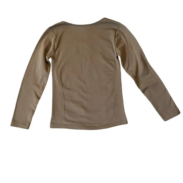 New Mix women's size XS-S tan fleece long sleeve scoop neck top NWT - Image 3