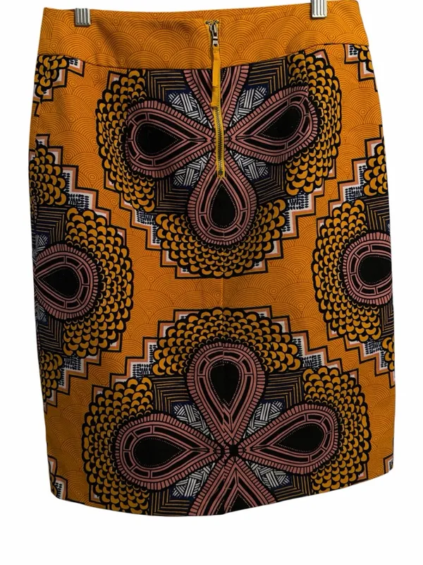 Maeve Clementina Pencil Skirt Size 6 Golden Orange Geometric Print Anthropologie - Image 5
