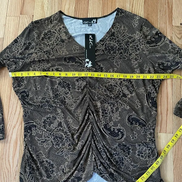 CSC Studio Top Womens 2X Brown Floral Long Sleeve Artsy Boho Romantic Vintage - Image 5
