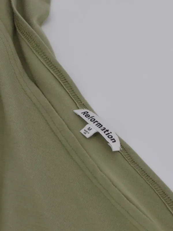 Reformation Sianna Knit Top One Shoulder Olive Green Medium - Image 4