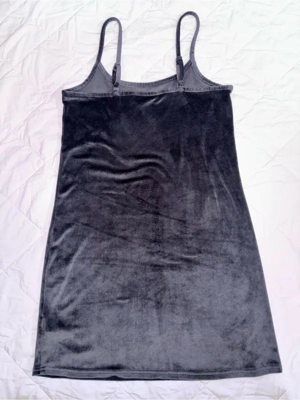 Juicy Couture Black Velour Logo-Print Slip Dress - Image 4