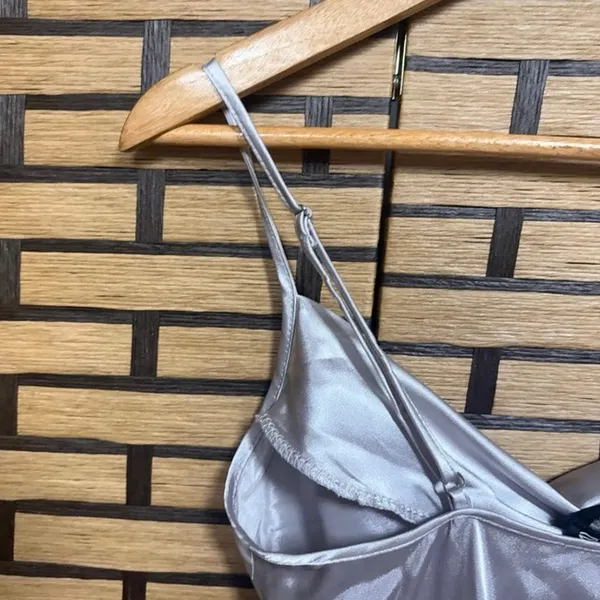 Bebe Silver Midi Slip Dress Size Small‎ - Image 5