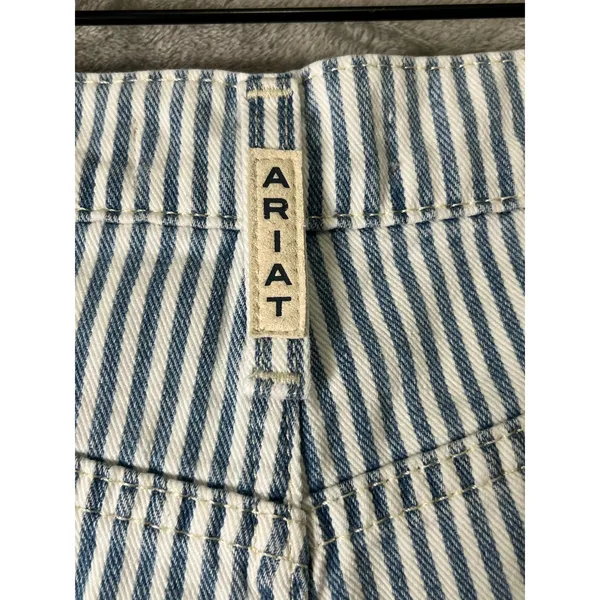 Ariat Ultra High Rise Jazmine Wide Leg Jeans Blue White Denim Stripe 26R - Image 7