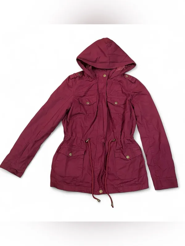 Rue21 Burgundy Hooded Utility Jacket - Image 2