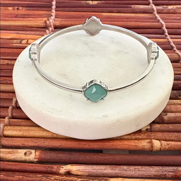 Lia Sophia Silver Bangle Bracelet with Mint Accents - Image 3