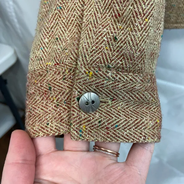 Christopher & Banks women's tweed knit‎ speckled zip collared faux pocket jacket - Image 2