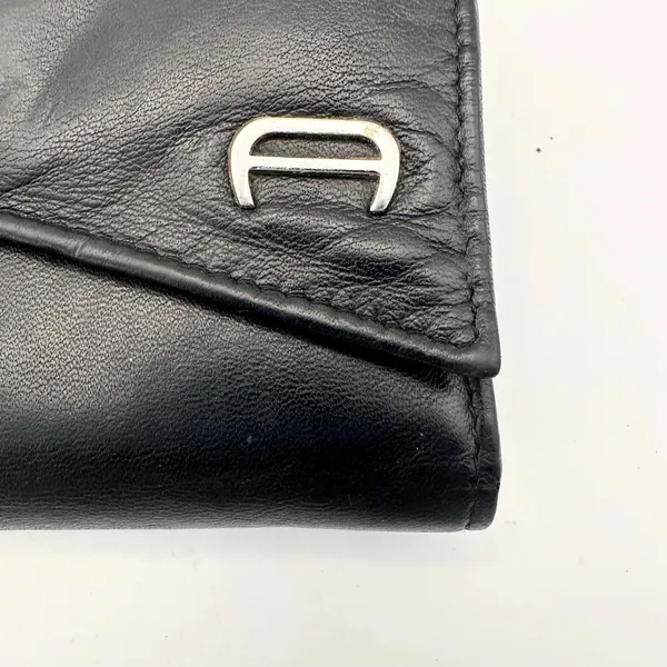 Etienne Aigner Silver Horseshoe A Tri Fold Slant Flap Accordion Wallet Vintage - Image 3