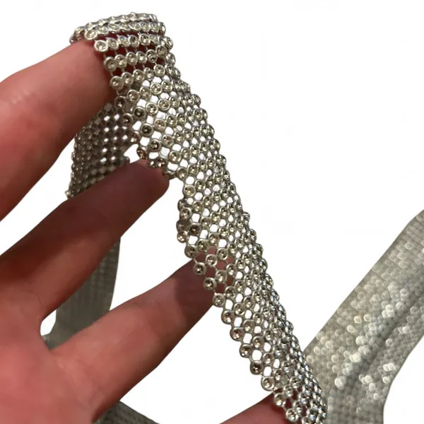 Silver Sequin Chainlink Bra Top XS/S Festival Rave Clubbing Coachella Statement - Image 4