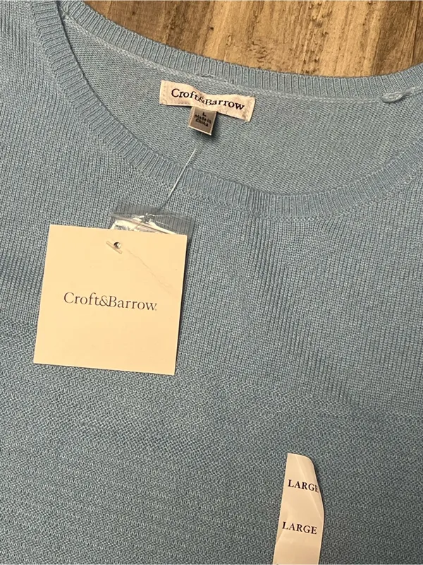 croft & barrow Light Blue Crewneck Knit Sweater - Image 2