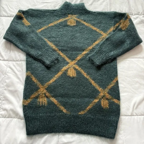 Ellen Tracy Vintage 80s‎ 90s Womens Size Small Green Mohair Wool Blend Knit Sweater Holiday - Image 9