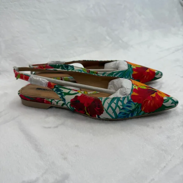 Matiko‎ Hawaiian Print Slingback Flats Pointed Toe Tropical Floral Shoes Size 36 - Image 5