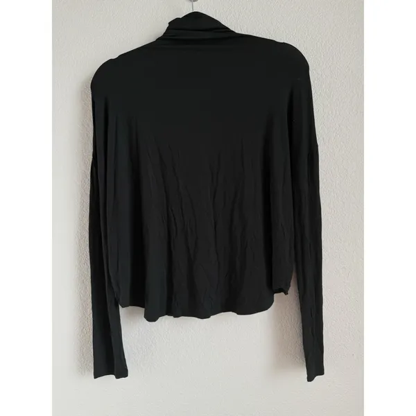 Aritzia Babaton Small Long Sleeve Top Shirt Black Mock‎ Neck Lightweight Cropped - Image 6