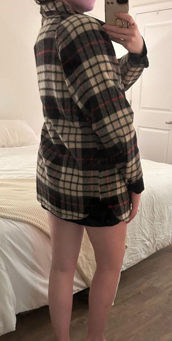Orvis Vintage Plaid Wool Unlined Car Coat Made in USA - Image 3