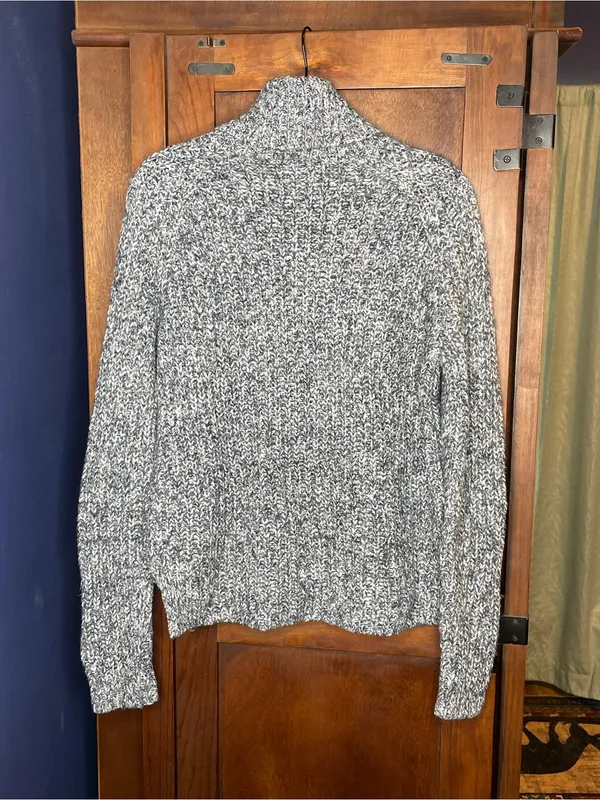 Abercrombie & Fitch Marled Knit Turtleneck Sweater Gray Chunky Cozy Pullover S - Image 4