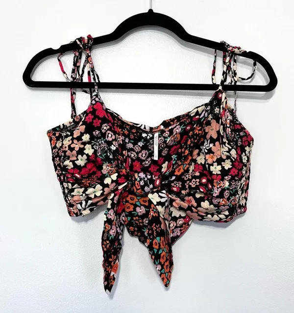 Free People NWOT Ava Floral Reversible Micro Top Large - Image 3