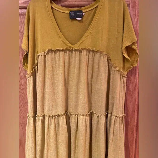 Saturday Sunday by Anthropologie Yellow Tiered Ruffle Maxi‎ Dress Size Small - Image 4