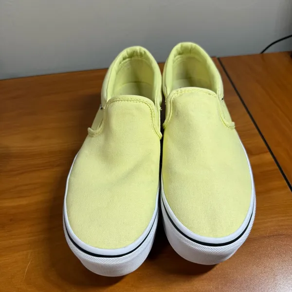 Vans Asher Platform Slip On Sneaker Shoe Yellow Canvas Butter Pastel Skater W9.5 - Image 2