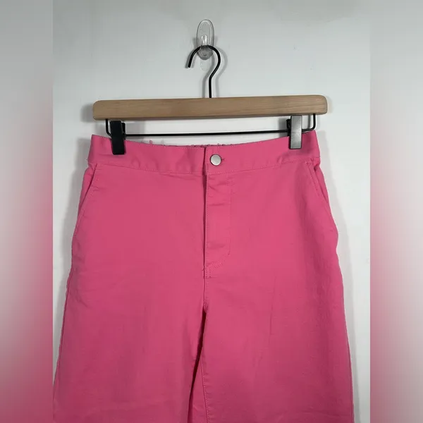 OAK + FORT Cropped Twill‎ Wide Leg Pants Pink S-M Cotton Stretch - Image 4