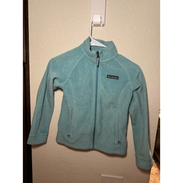 Columbia Womens Light Blue Full Zip Fleece Jacket Mock Neck Small S 7/8 - Image 2
