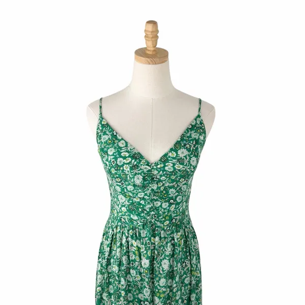 Free People Ready Or Not Floral Maxi Slip Dress Green Size Small - Image 4