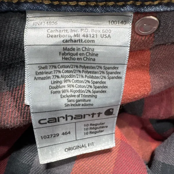 Carhartt Women’s Jeans Flannel Lined Straight Original Fit Size 10 Blue Denim - Image 9