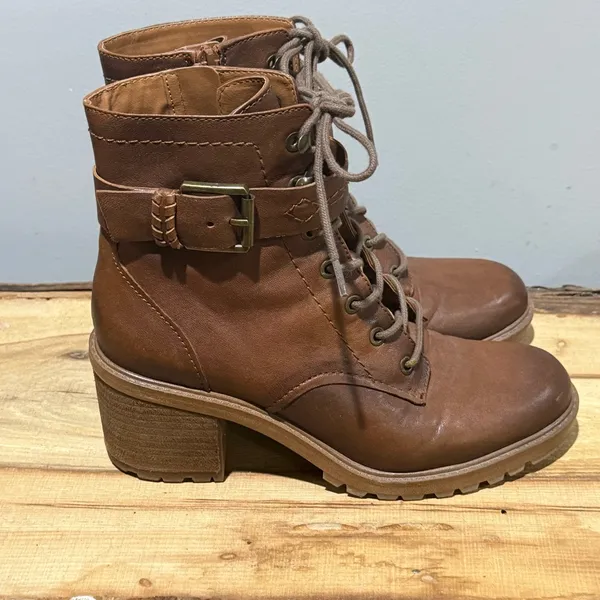 ZODIAC Gemma Leather Size Zip Lace Up Combat Riding‎ Boot 8.5 B17B - Image 7