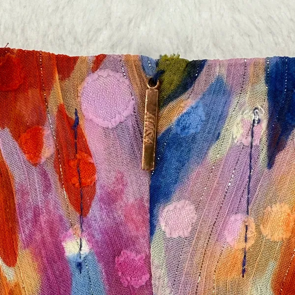 MISA Los Angeles Chiara Dress XS Mini Multicolor Long Sleeve Tiered Sheer‎ Boho - Image 9