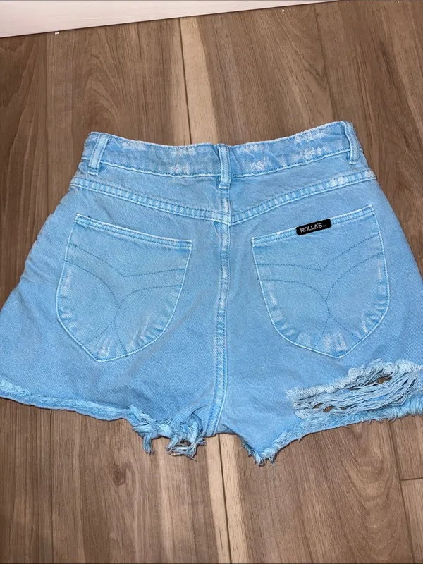 Rolla’s high waisted dusters raw hem denim shorts size 26 - Image 4