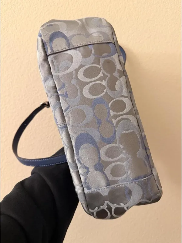 Vintage Ash Blue Coach Gallery Optic Signature Tote - Image 4