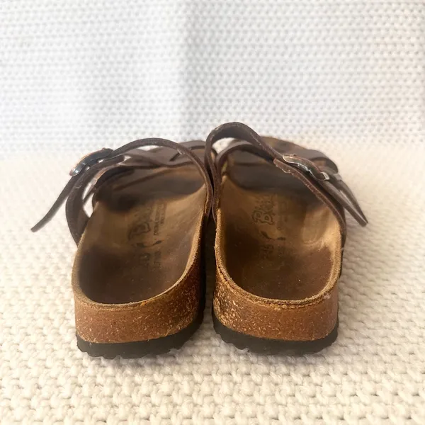Birkenstock Birki's Brown Leather Nepal Strappy Slide On Sandals 38 Women 7 - Image 6