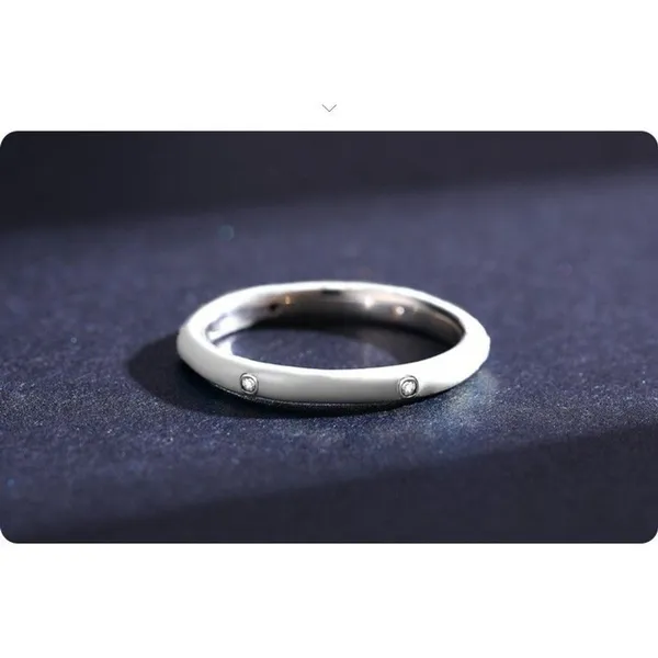 NEW Women's White Ceramic Pave Diamond Sterling Silver Band Ring, Size 7‎ - Image 6