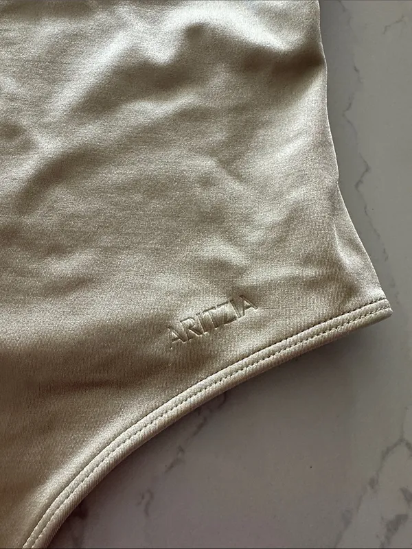 Aritzia Contour Satin Tank Bodysuit‎ light gold size XS - Image 3