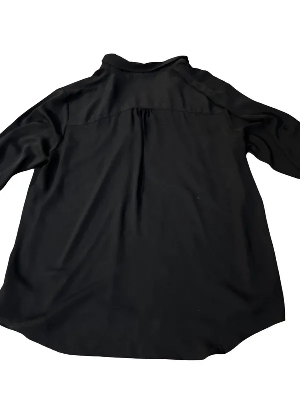 Maurices Women's XXL Black Button Front Blouse Roll Tab Sleeve Semi Sheer Used - Image 4