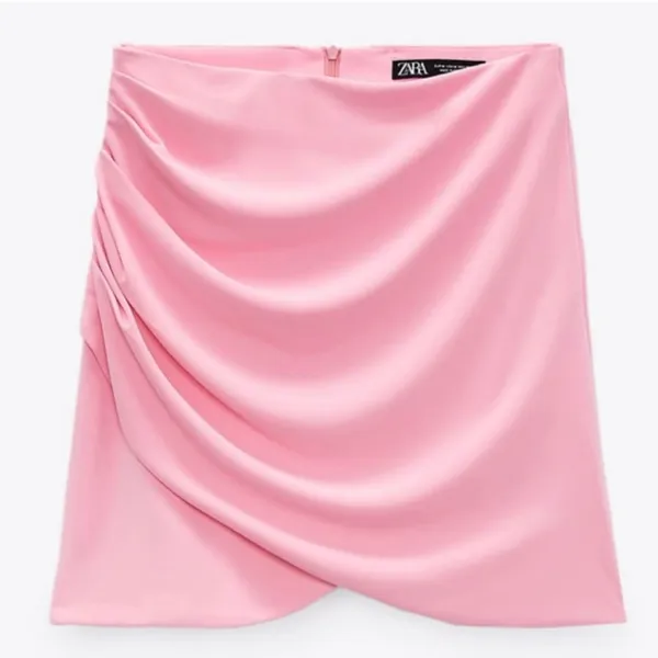 ZARA High-Waisted Draped Mini‎ Skirt in Light Pink Size Small Bloggers Fav NEW - Image 5