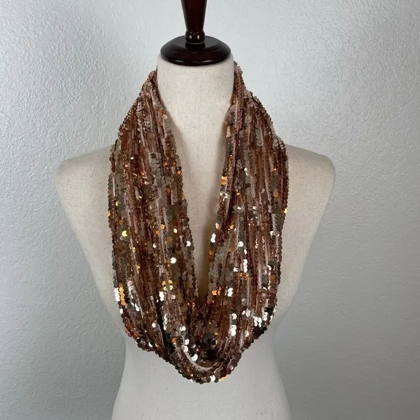 Express gold sequin infinity scarf, one‎ size - Image 2