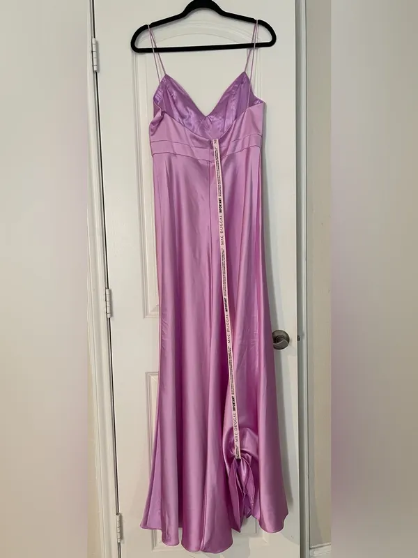 NWT Mac Duggal Lilac Satin Beaded Bow Gown Dress Size 8 Style 68144⁠ - Image 5