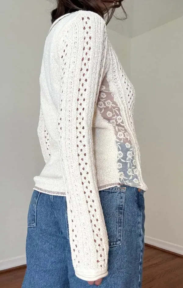 Et Clet Knit Crochet long sleeve Top - Image 2