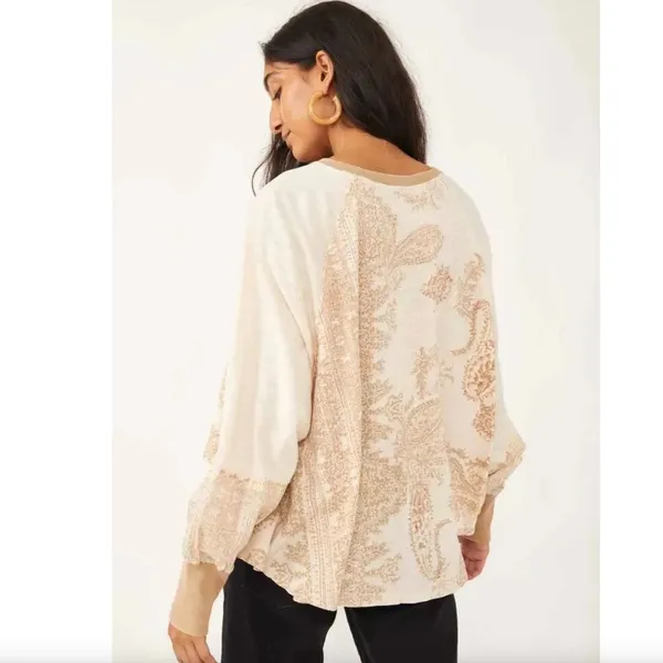 Free People True Perfection High/Low Cotton Blouse in Almond Milk Size Small - Image 2