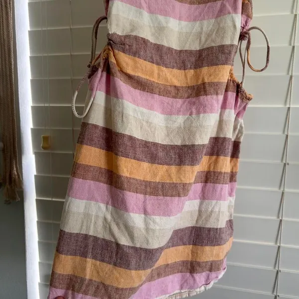 American Eagle Striped Linen Side Cutout Mini Dress XS Boho Coastal Cowgirl - Image 6
