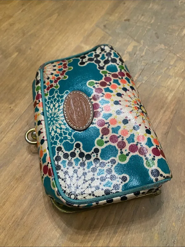 Fossil Teal Multicolor Dot-Print Clasp Wallet - Image 4