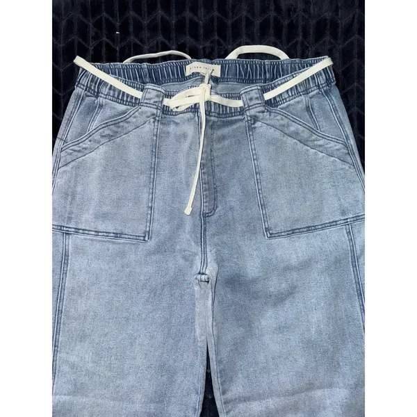 Risen Blue Denim Utility Pocket High‎ Rise Wide Leg Elastic Waistband Size 1XL - Image 2