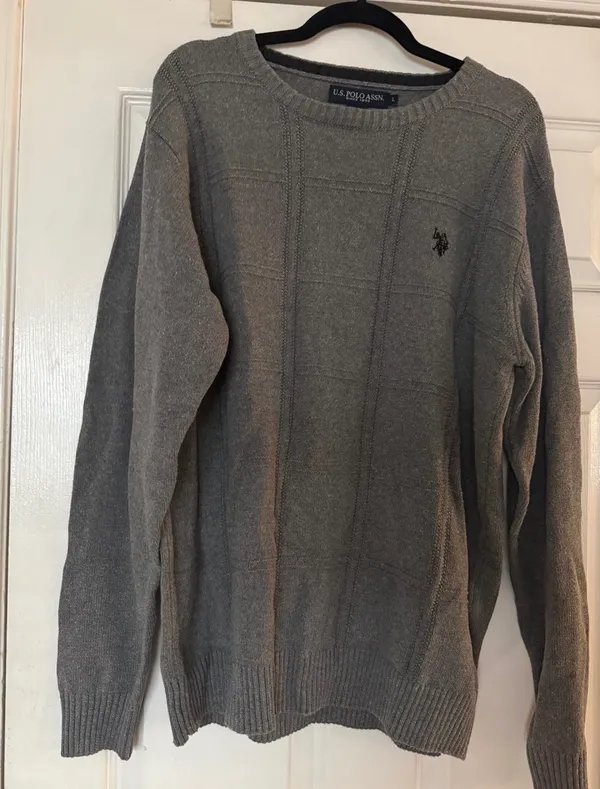 Grey U.S. Polo Assn. Polo Sweater Logo Large Men’s - Image 4