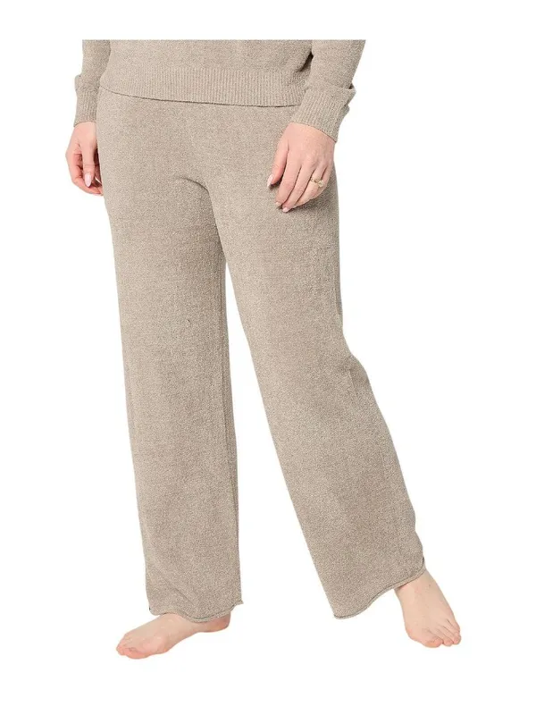 Barefoot Dreams Ultra Lite Rolled Edge Ankle Pants Beach Rock Brown S Tall - Image 4