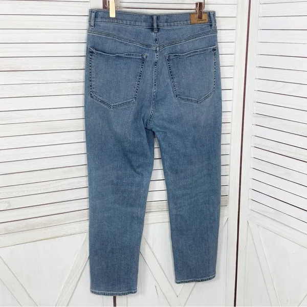 Express Super High Rise Mom Jeans‎ Blue 10 Crop Straight - Image 3