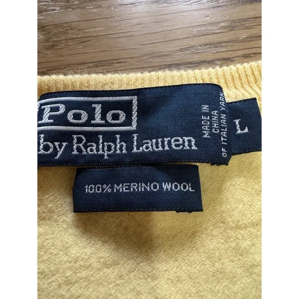 Polo By Ralph Lauren 100% Merino Wool Sweater Size Large Italian‎ Yarn Preppy - Image 7