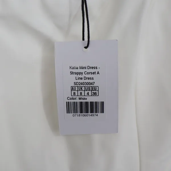 Showpo Katia Mini Dress White Strappy Corset A Line Size 4 - Image 6
