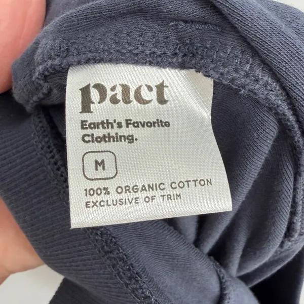 Pact Airplane Pintuck Wide Leg Pants Women's M Navy Organic Cotton Pull On - Image 5