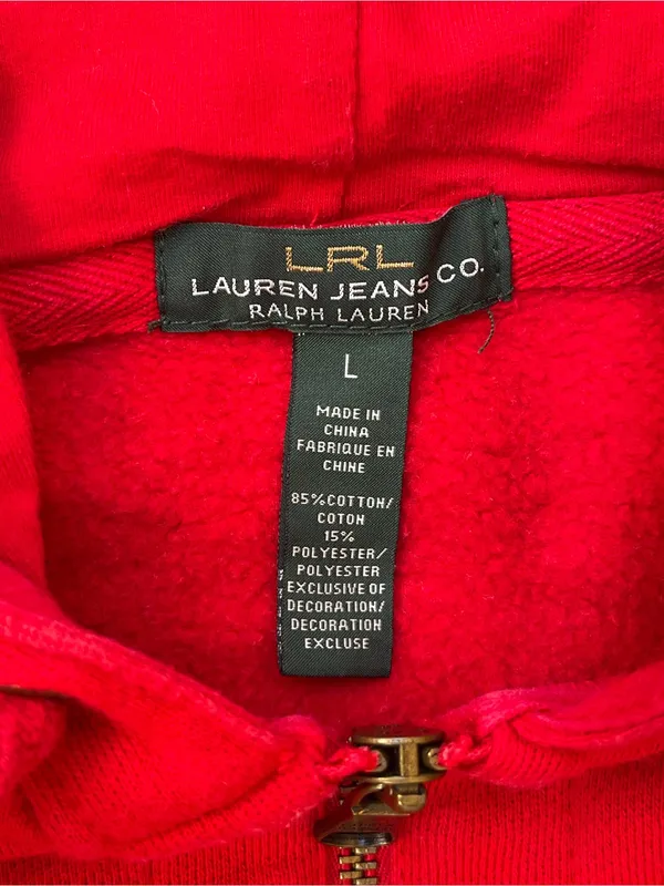 Ralph Lauren Jeans Co. Red Zip Up Hoodie Streetwear preppy activewear outdoor L - Image 5